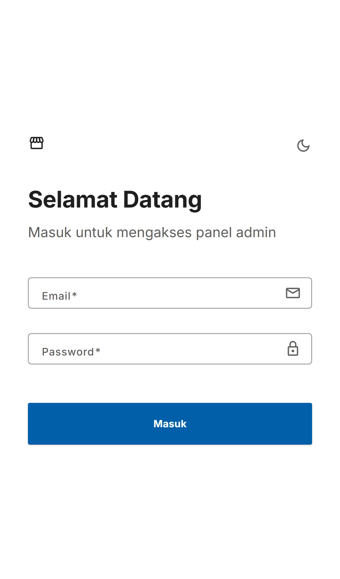 Halaman login ERP Inteliora di mobile