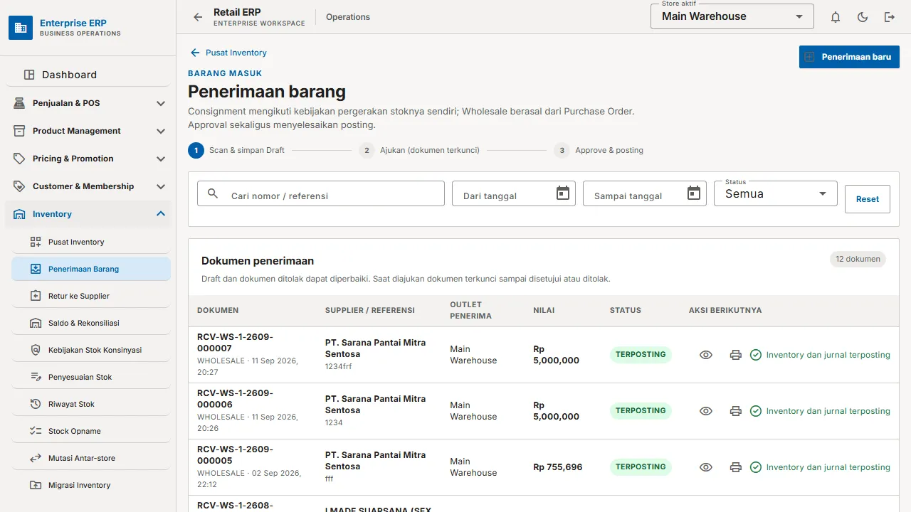 Daftar penerimaan barang
