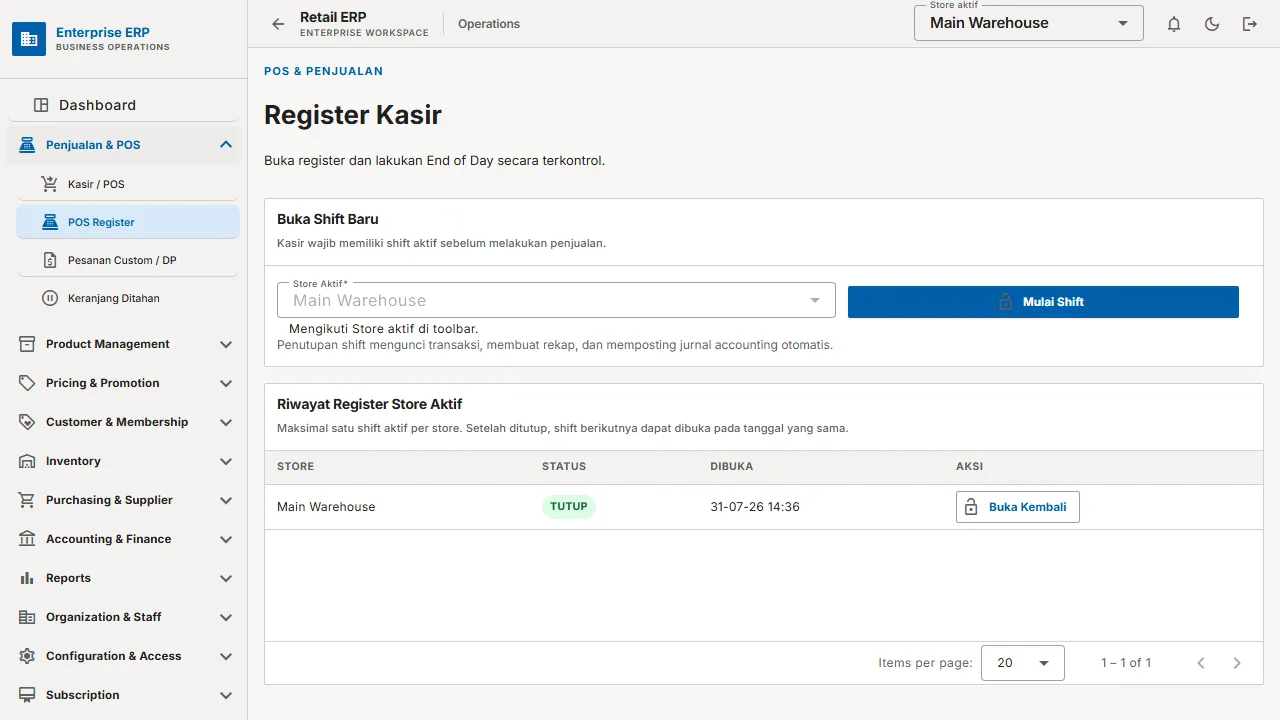 Register kasir