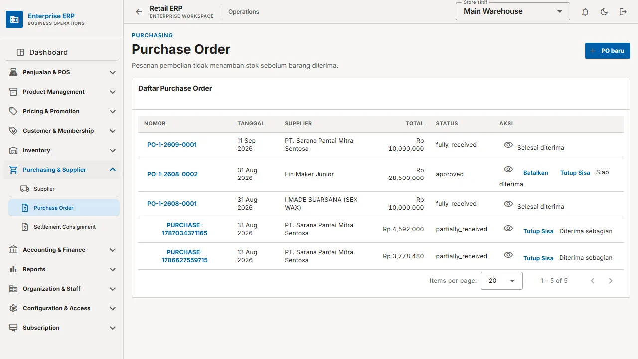 Daftar purchase order